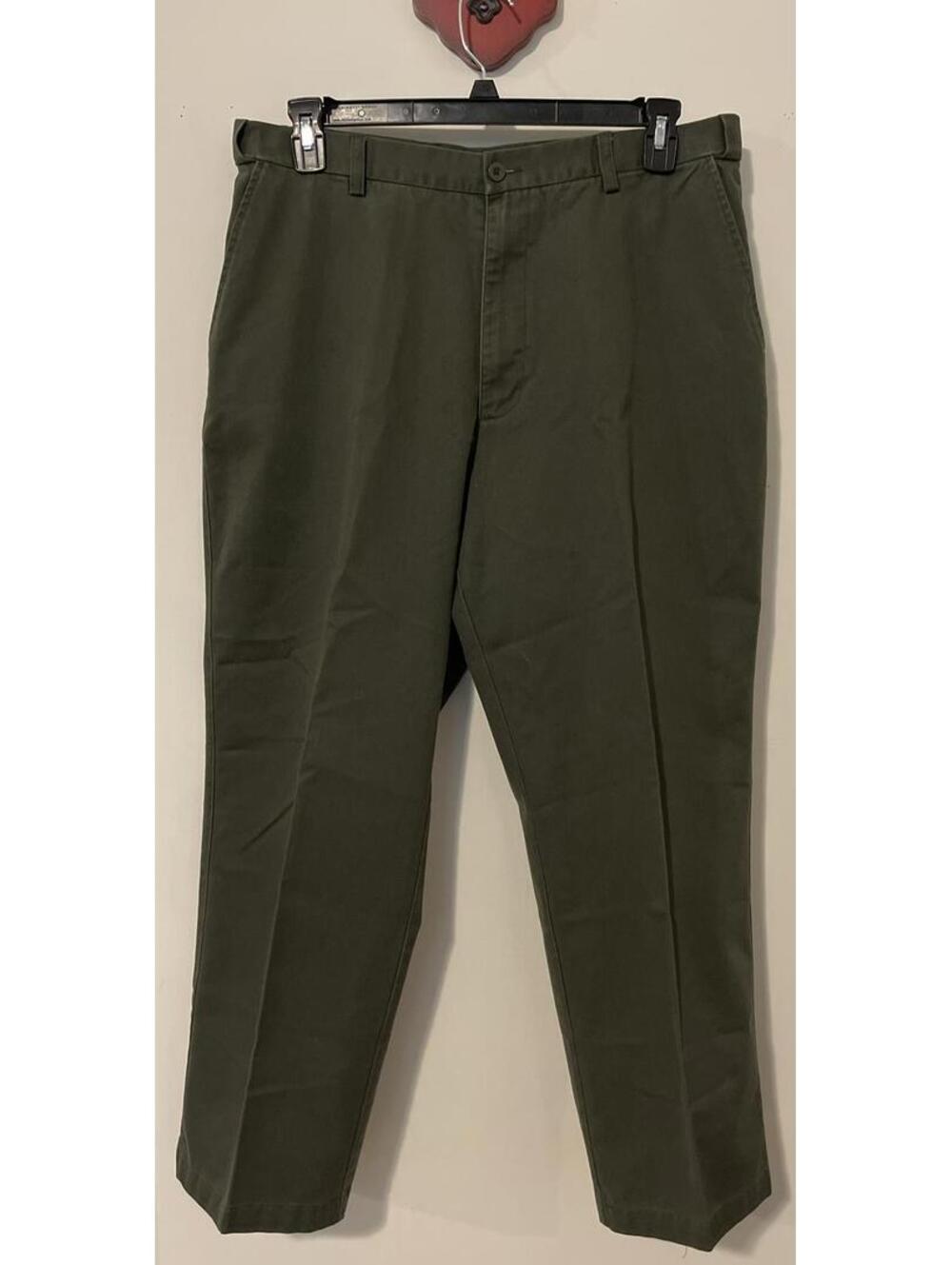 Puritan Mens 36x29 Green Chino-Style Flat Front Adjustable-Waist Pants! A6210